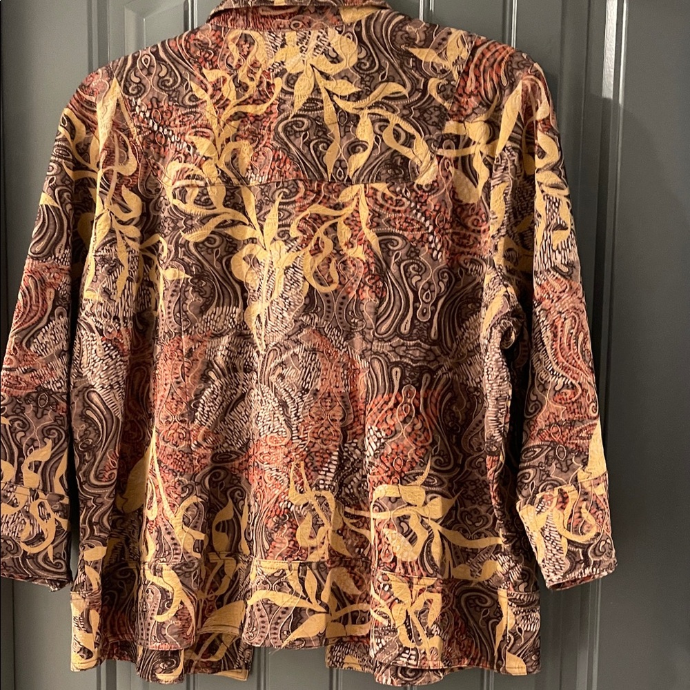 Colorful Patterned Jean Jacket - Picture 7 of 9